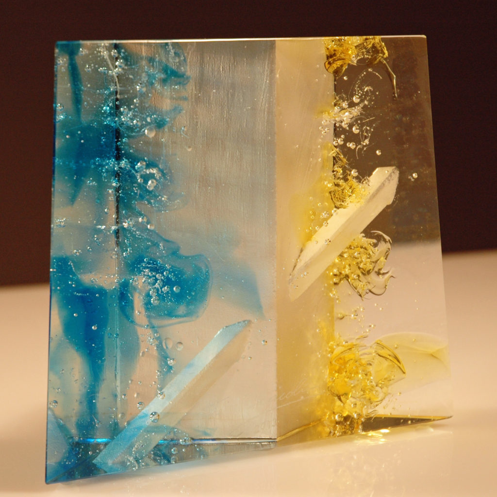 Sculpture Couple bleu + jaune